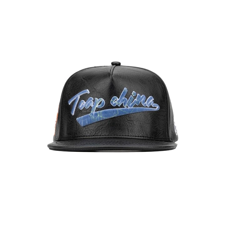TCAP 5Panel Hat Leather Custom Logo Embroidered Basketball Cap
